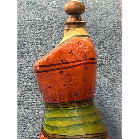 Wooden Jewelry Holder Mini Mannequin Beautiful Indian Hand Painted Vintage - Picture 13 of 16